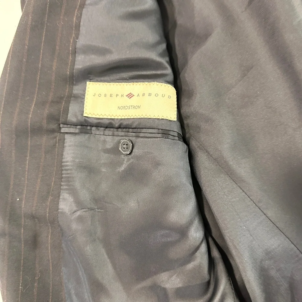 Joseph Abboud Nordstrom Pinstripe Wool Blazer Mens 44L Black‎ 3-Button | Classic